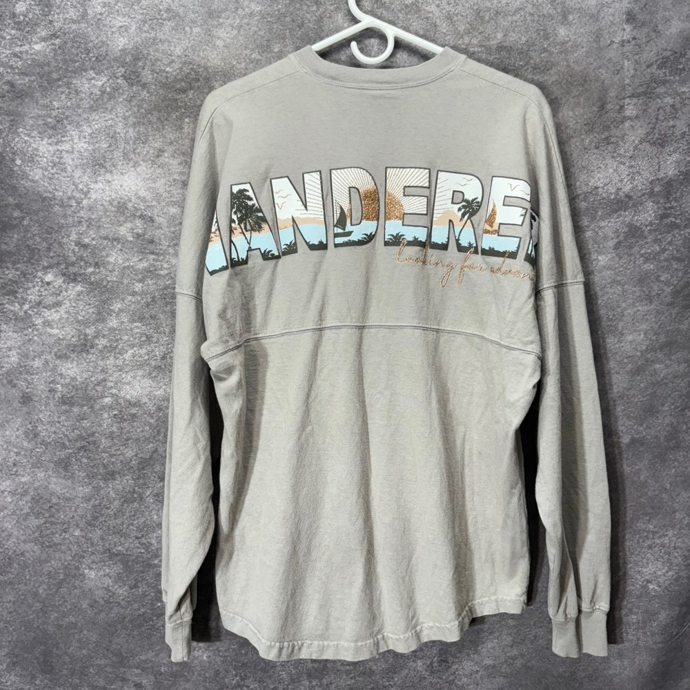 Spirit Jersey Waikiki Hawaii Wanderer Gray Long Sleeve T-Shirt Small Oversized
